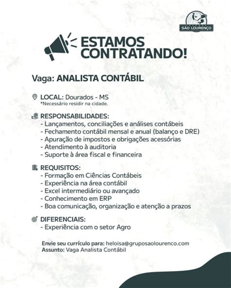 Emprega MS - O grupo São Lourenço está com uma... | Facebook