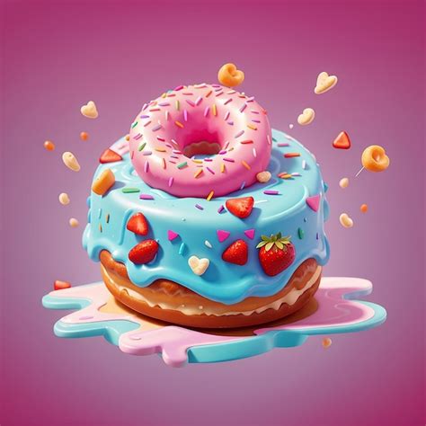 Premium Photo Floating Melted Doughnut Cartoon Vector Icon Illustration Food Object Icon