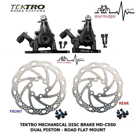 Jual TEKTRO DISC BRAKE MECHANICAL ROAD FLAT MOUNT MD C550 DUAL PISTON