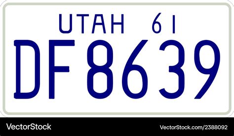 Utah 1961 license plate Royalty Free Vector Image