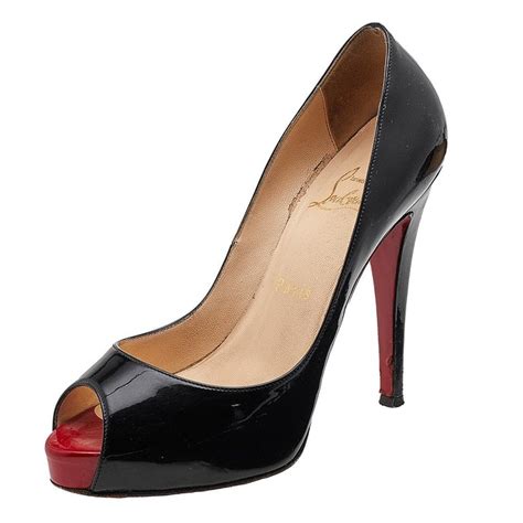 Christian Louboutin Black Patent Leather Very Prive Peep Toe Pumps Size 36 For Sale At 1stdibs