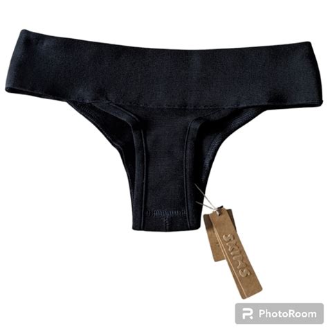 SKIMS Swim Nwt Skims Cheeky Bikini Bottom Black Knit Onyx Womens Xs Poshmark