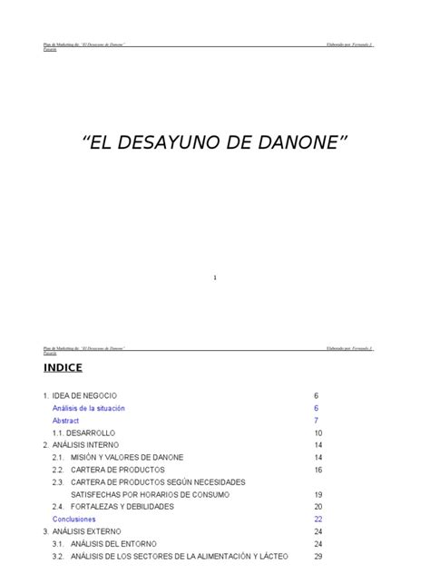 Pdf Plan De Marketing Desayuno De Danone Dokumen Tips