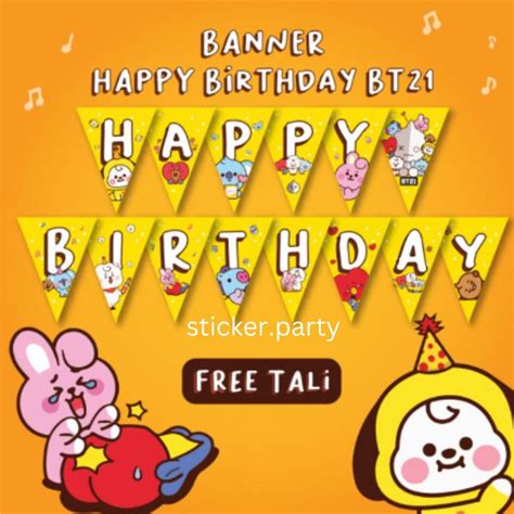 Jual BANNER HAPPY BIRTHDAY BT21 BTS DEKORASI ULTAH TOPPER CAKE CHIMMY