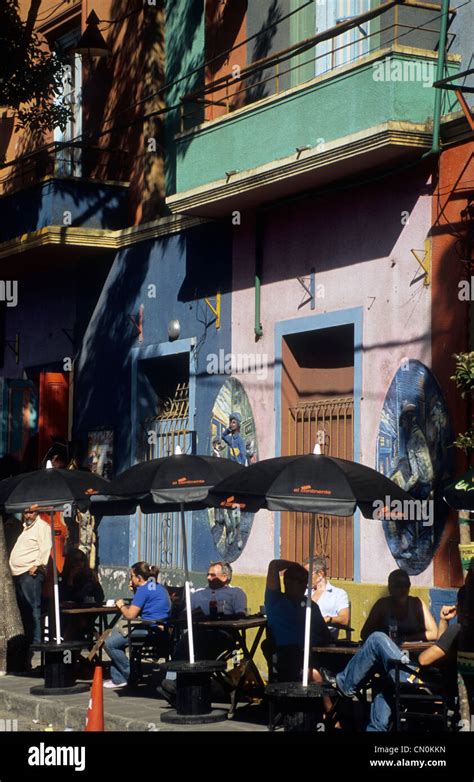 Argentina Buenos Aires La Boca Street Cafes Stock Photo Alamy