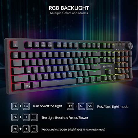 Amazon Ca Koorui Rgb Backlit Hot Swap Mechanical Keyboard Wired Keys W Volume Knob Uk