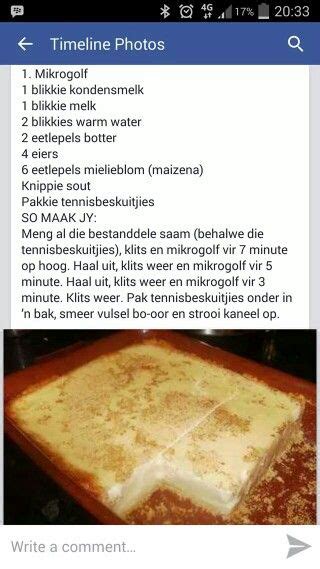 Mikrogolf Melktert Milk Recipes Tart Baking Tart Recipes