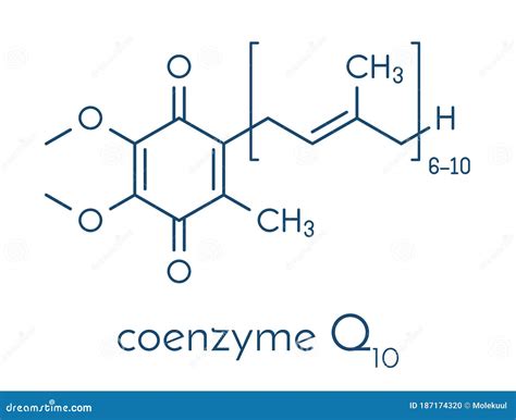 Coenzyme Q10 (ubiquinone), Molecular Model Cartoon Vector ...