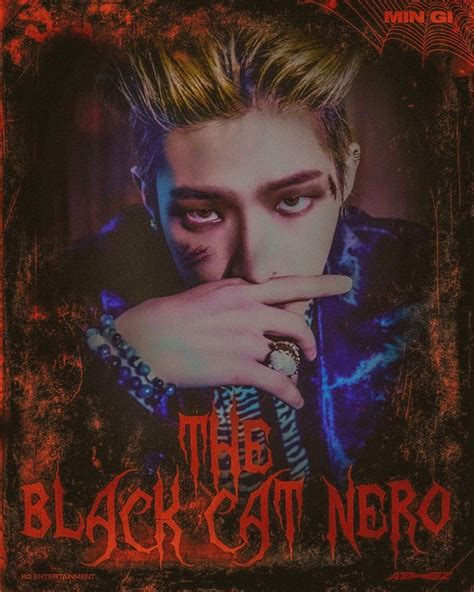 ATEEZ MINGI Black Cat Cats Poster