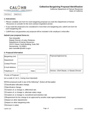 Fillable Online Collective Bargaining Proposal Identification Fax Email