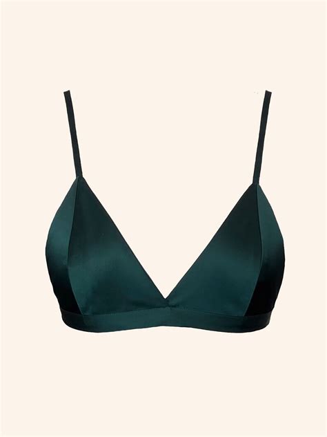 Emerald Silk Lingerie Set 100 Silk Bralette And Thong Silk Etsy