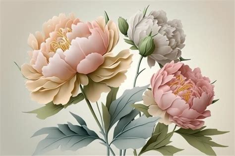 Premium AI Image | A Bouquet of Pastel Pink Peonies