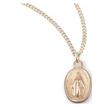 K Yellow Gold Miraculous Medal Necklace Pendant Made In Usa