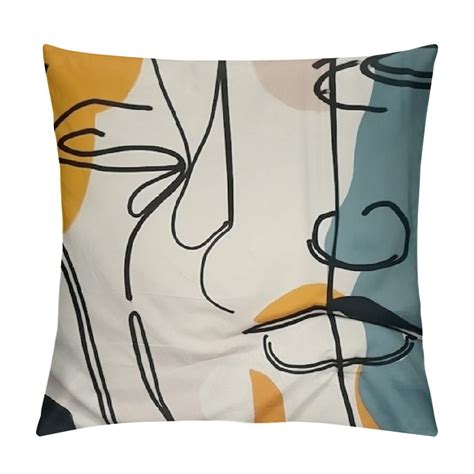 Gotuvs Abstract Faces Throw Pillow Covers Modern Throw Pillows Print