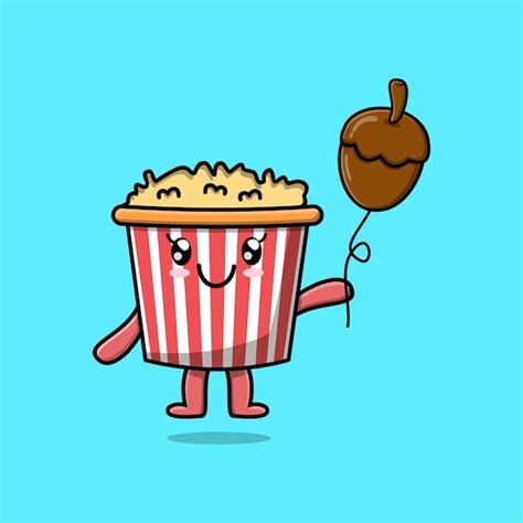 Popcorn De Dessin Anim Mignon Flottant Avec Illustration Vectorielle