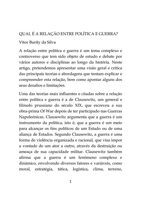 PDF QUAL É A RELAÇÃO ENTRE POLÍTICA E GUERRA