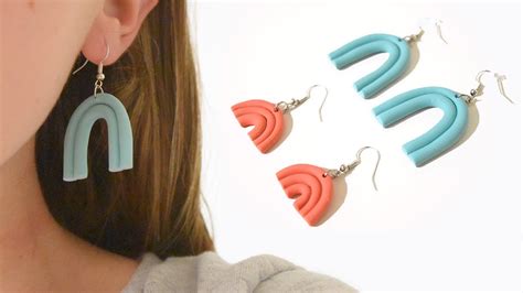 How To Make Rainbow Shaped Polymer Clay Earrings Easy Youtube