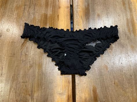 Womens Shade And Shore Ruffle Cheeky Black Bikini Bottoms Size XS NWOT