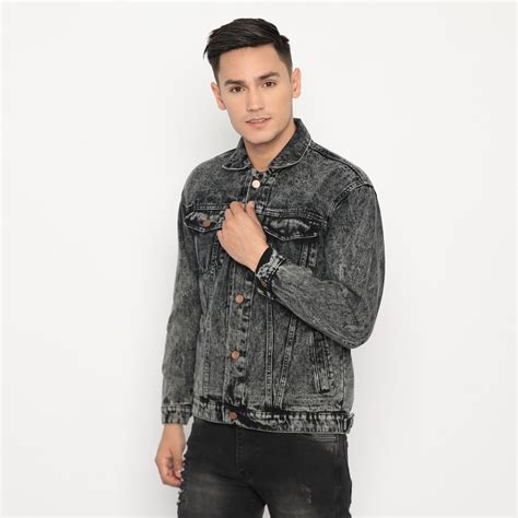 Jual Jaket Jeans Pria Denim Riera Snow Black Shopee Indonesia