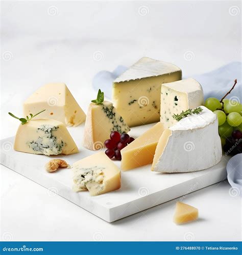 Assortment Of Cheeses Various Types Of Cheese On White Background Ai Generated Stock