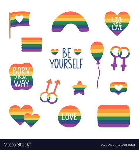 Lgbtq Stickers Set With Hand Lettering Pride Vector Image