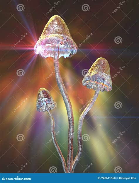 Psilocybin Mushrooms, 3D Illustration Stock Illustration - Illustration