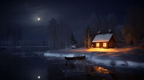 Moonlight Wallpaper Winter Cabin Scenery Hd Backgrounds | JPG Free ...