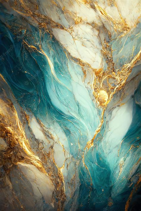 Premium Ai Image Abstract Marble Gold And Turquoise Background