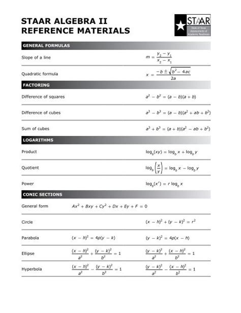 Staar 5th Grade Math Reference Chart