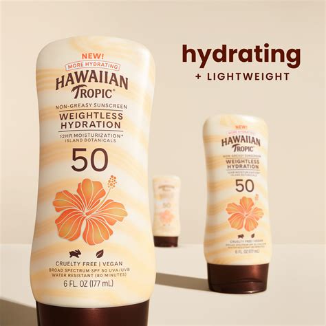 Hawaiian Tropic Non Greasy Water Proof Sunblock Weightless Hydration