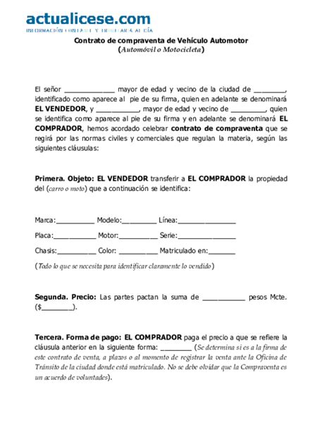 Introducir 54 Imagen Modelo De Contrato De Compraventa De Vehiculo A Credito Abzlocalmx