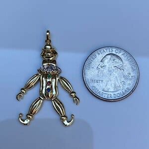 Vintage Solid 14k Yellow Gold Articulated Clown Charm Pendant For