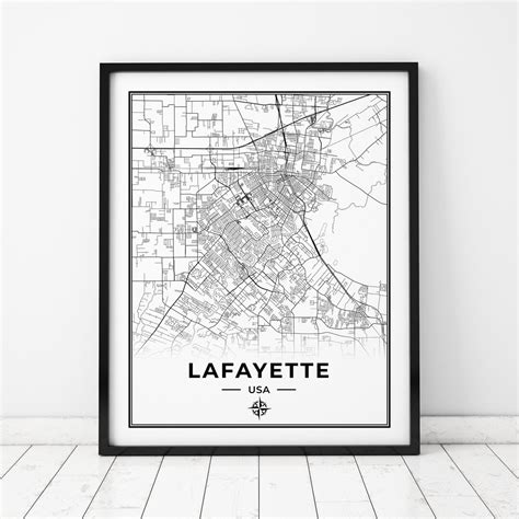 Lafayette, Map Print Map of Lafayette, Louisiana, USA Digital Download ...