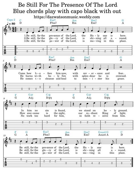 Be Still For The Presence Of The Lord Lyrics And Chords Hymn