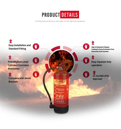 6l Foam Fire Extinguisher Ce En3 Lpcb Approved With Afff 3 Foam Refill