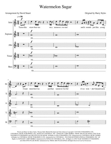 Watermelon Sugar Arr David Stuart By Harry Styles Sheet Music For