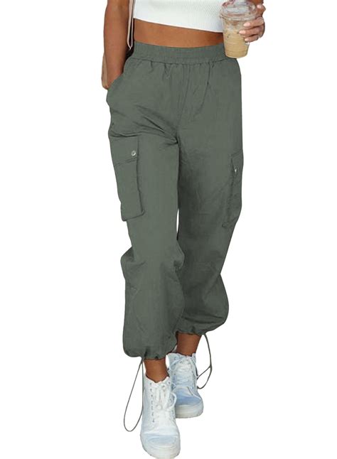 Evaless Cargo Pants Women Baggy High Waist Wide Leg Parachute Pants