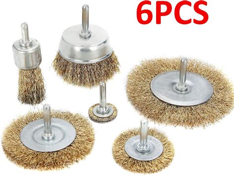 Ballshop Pcs Brass Coated Wire Brush Wheel Wire Brushes Drill Bit Set