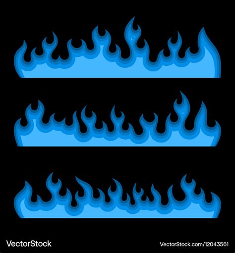 Blue fire burning flames set on a black background