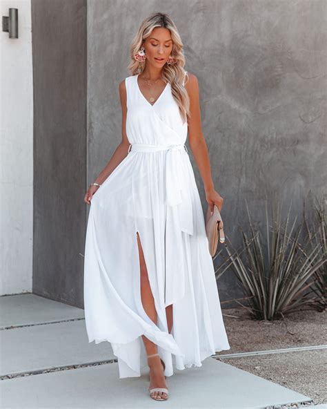 Diana Sleeveless Maxi Dress Off White Insstreet