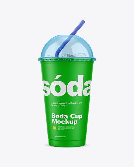 Matte Plastic Soda Cup With Ice And Cap Mockup Free Download Images