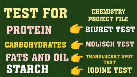 Test For Protein Carbohydrates Fats And Oil Biuret Molisch