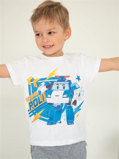 Футболка Robocar Poli, размер 68, 74, цвет белый, хлопок 100% - купить ...