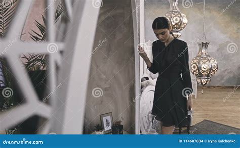 Beautiful Woman Brunette Hair East Style Arabic Morocco Furniture Glamour Model Pose Fashion