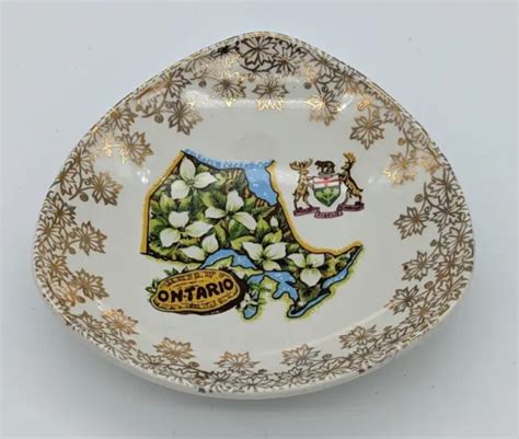 Vintage Lord Nelson Pottery Ontario Map Coat Of Arms Trinket Dish Plate