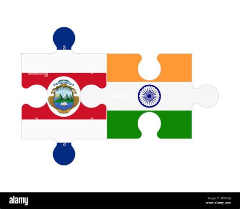 Connected Puzzle Of Flags Of Costa Rica And India Vector Stock Vector