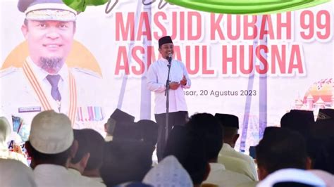 Sempat Mangkrak 3 Tahun Gubernur Sulsel Resmikan Masjid Kubah 99