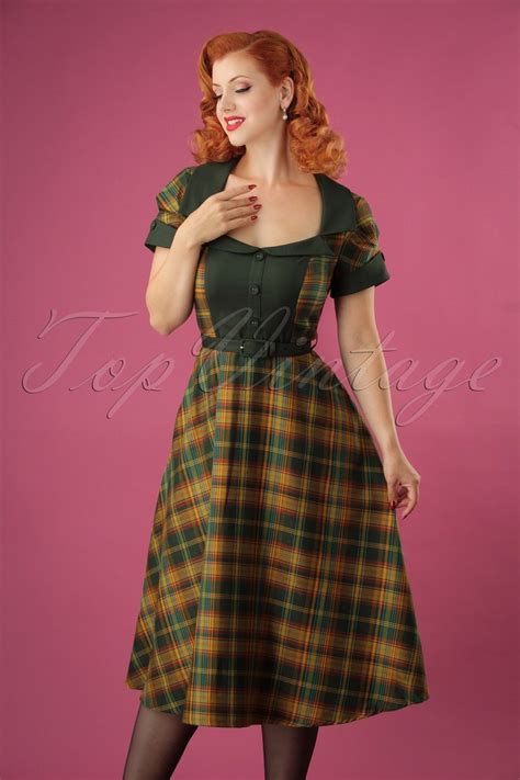 This 40s Ella Swing Dress In Green Tartan Is Powerful Elegant And Even