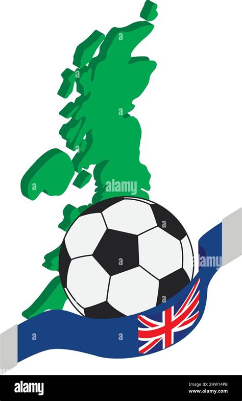 Uk sport icon isometric vector. Soccer ball and flag on background of ...