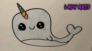 C Mo Dibujar Una Ballena Unicornio Kawaii How To Draw Doovi